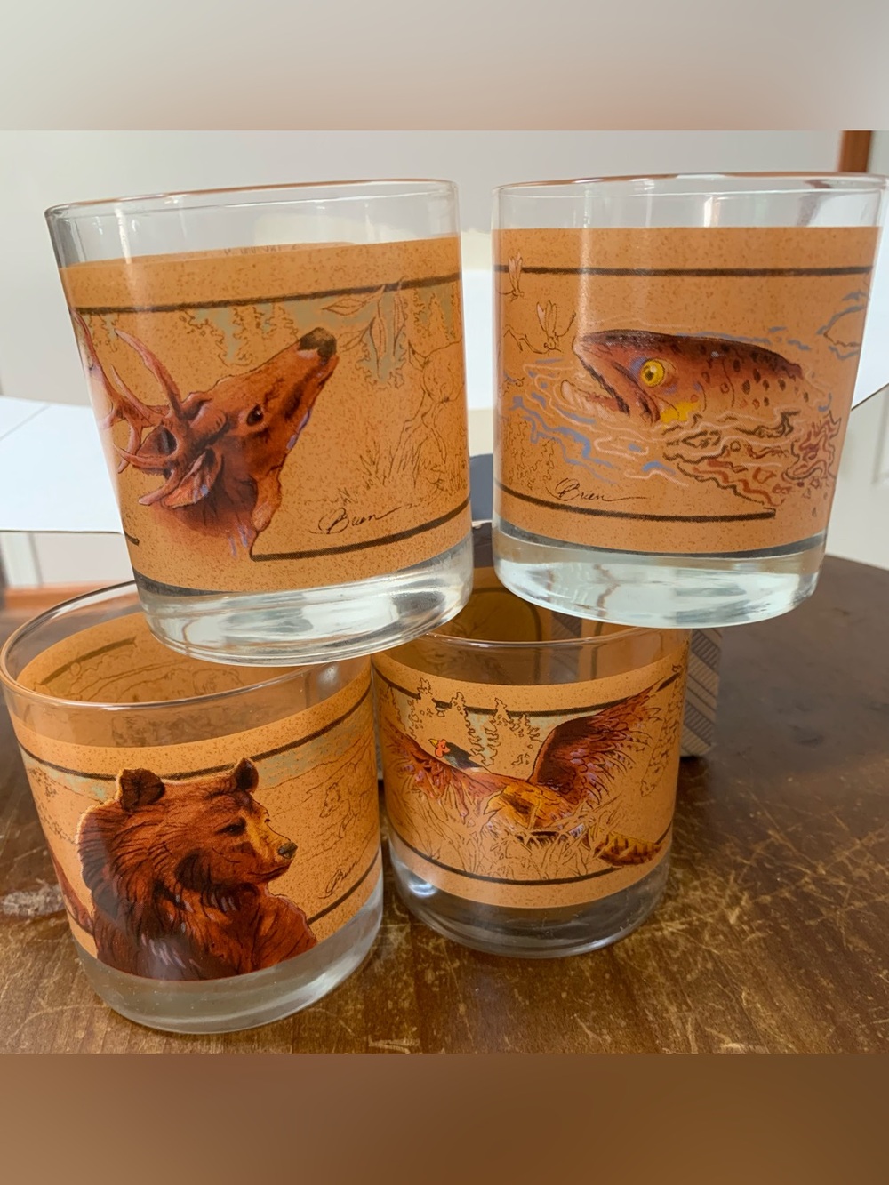 Vintage Avon Wildlife Illustration Rocks Glasses - Set of 4